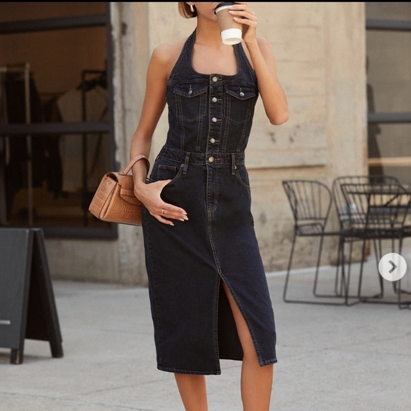 Universal Thread Black Denim Halter Dress Size 6 NWT - Picture 2 of 14